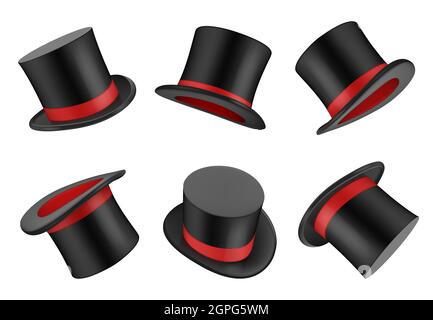 Magic hat. Clothes for magician or gentleman vector realistic top hat Stock Vector