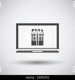 Laptop With Gift Box On Screen Icon Stock Vector