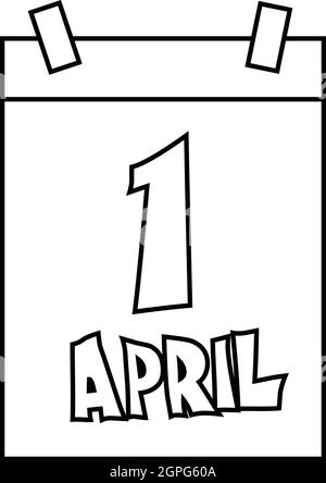 April 1, April Fools Day calendar icon Stock Vector