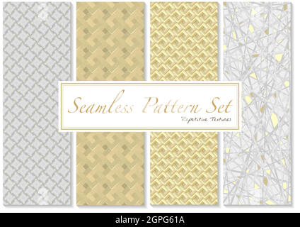 Seamless Patterns in Gold and White Colors Stock Vector