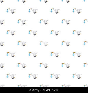 Stork with baby pattern, cartoon style Stock Vector