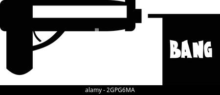 Gun with flag toy icon, simple style Stock Vector