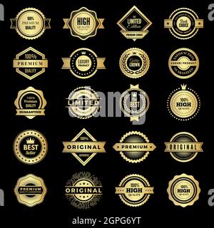 Badges collection. Premium promo high quality logos or badges warranty stamps vector shapes Stock Vector