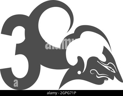 Javanese puppet icon with number logo design vector illustration Stock Vector