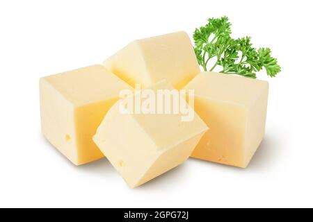 butter cube isolated on white background with clipping path and full depth of field Stock Photo