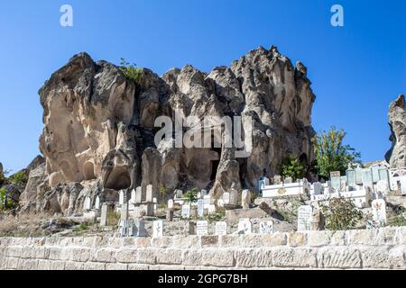 Afyonkarahisar, Turkey - September 26, 2021: Phrygian Valley, Ayazini Afyonkarahisar, Turkey. Ruins and cemetery in the Phrygian Valley (Frig Vadisi). Stock Photo