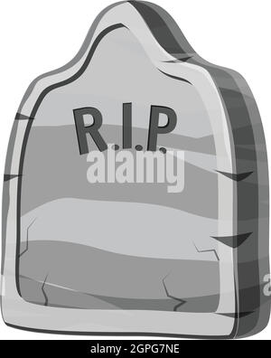 Gravestone and RIP text icon gray monochrome style Stock Vector