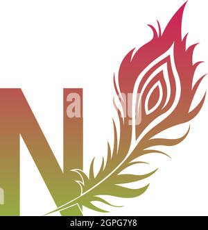 Letter N with feather logo icon design vector Stock Vector