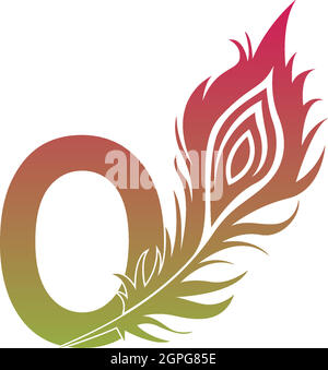 Letter O with feather logo icon design vector Stock Vector
