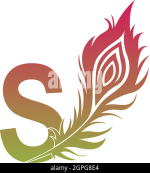 Letter S with feather logo icon design vector Stock Vector