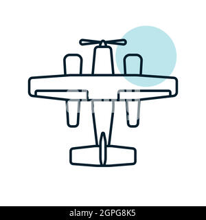 Small amphibian seaplane, plane flat vector icon Stock Vector