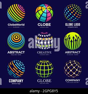 Globe logo. Stylized circle shapes for business identity projects education biology innovation logo templates Stock Vector