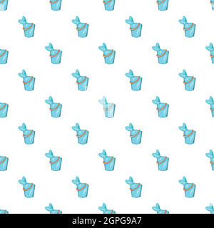 Bucket of fish pattern, cartoon style Stock Vector