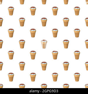 Ice cream with chocolate in waffle cup pattern Stock Vector