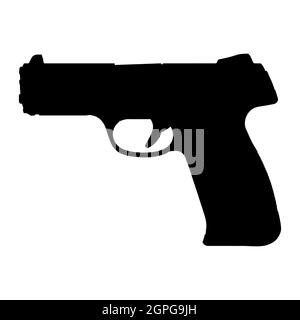Gun silhouette icon. Black handgun symbol. Vector shape isolated on white. Stock Vector