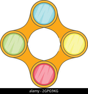 Diagram with 4 steps icon, cartoon style Stock Vector