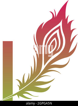 Letter I with feather logo icon design vector Stock Vector