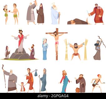 Bible characters. Historical antique holy people vector illustrations collection Stock Vector