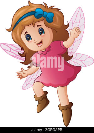 Vector illustration of Cute little fairy in fly Stock Vector