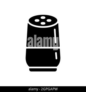 Smart home speaker with virtual assistant glyph icon Stock Vector