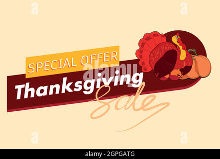 Happy Thanksgiving sale banner or invitation Stock Vector