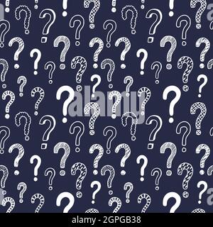 Seamless vector pattern with doodle questions marks. Stock Vector