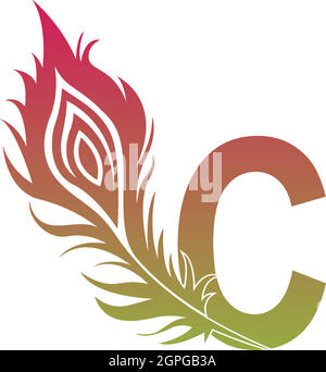 Letter C  with feather logo icon design vector Stock Vector