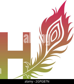 Letter H with feather logo icon design vector Stock Vector