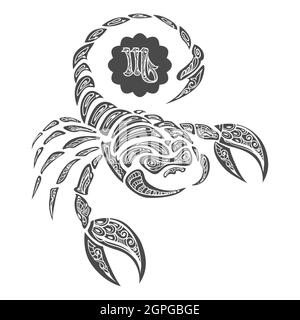 Hand drawn scorpion in zentangle style. Vector illustration. Stock Vector