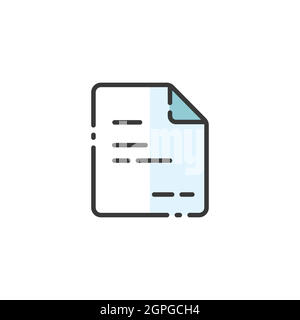 Text document. Paper with content. Invoice. Filled color icon. Commerce vector illustration Stock Vector