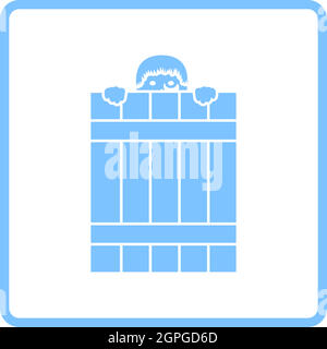 Criminal Peeping From Fence Icon Stock Vector