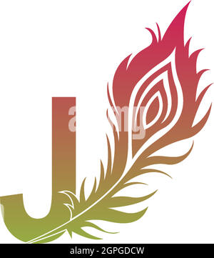 Letter J with feather logo icon design vector Stock Vector
