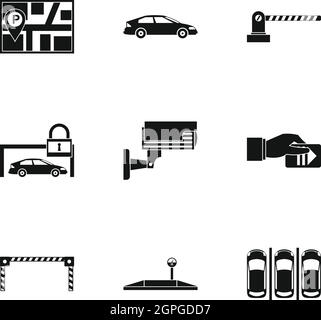 Parking transport icons set, simple style Stock Vector