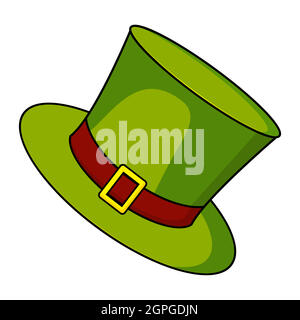 Hat icon for st patrick day. Green cylinder - sybol of irish holiday. Vector cartoon illustration isolated on white background. Stock Vector