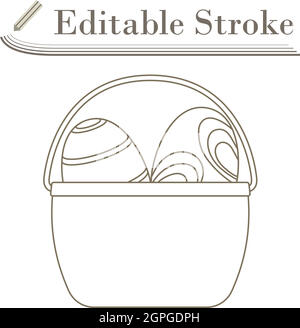 Easter Basket With Eggs Icon Stock Vector