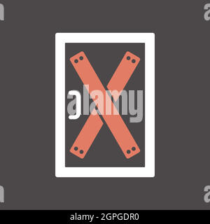 Boarded up door, installing boards on the door Stock Vector