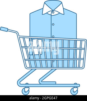Shopping Cart With Clothes (Shirt) Icon Stock Vector
