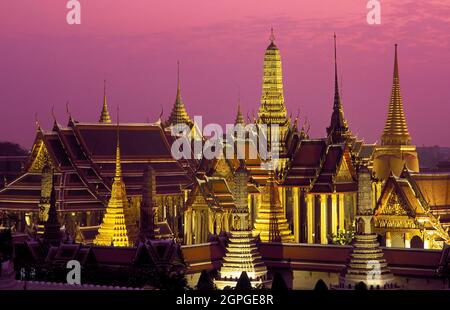 Wat Phra Kaew, commonly known in English as the Temple of the Emerald Buddha and officially as Wat Phra Si Rattana Satsadaram, is regarded as the most Stock Photo