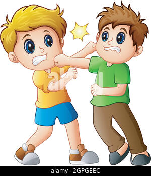 Vector illustration of two boys fighting Stock Vector