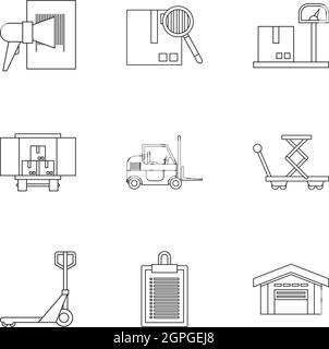 Store icons set, outline style Stock Vector