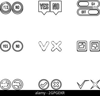 Click and selection icons set, outline style Stock Vector