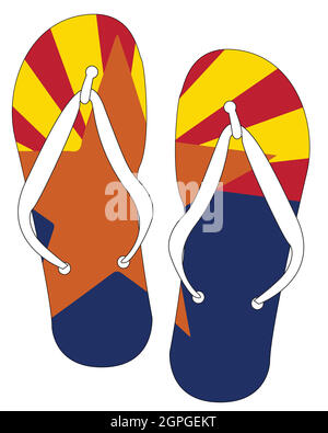 Arizona State Flag Flip Flop Shoes Stock Vector