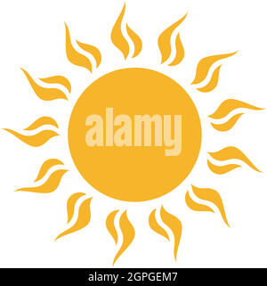 Sun, Sunshine or Sun flower symbol vector on white isolated background. Stock Vector