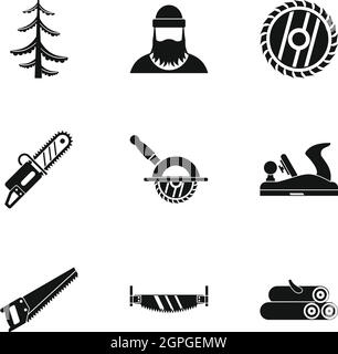 Cleaver icons set, simple style Stock Vector