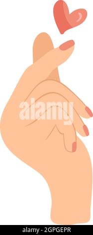 vector doodle of hand showing heart with fingers gesture mini love. Color Hand drawn illustration autumn. Love Valentine Day concept Stock Vector
