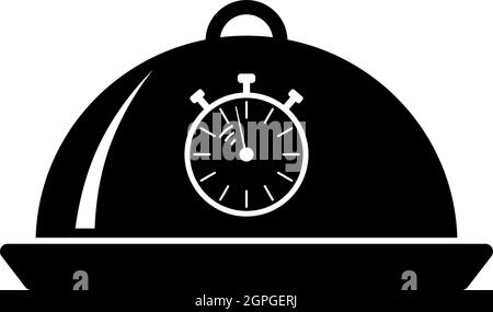 Cloche With Stopwatch Icon Stock Vector