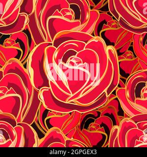 Seamless Pattern with burgeons of Rose Flowers. Vector illustration. Stock Vector