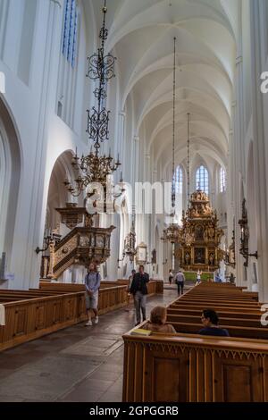 MALMO, SWEDEN - AUGUST 27, 2016: Interior of Sankt Petri Church in Malmo, Sweden Stock Photo