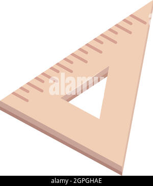 Triangle wooden ruler icon, cartoon style Stock Vector