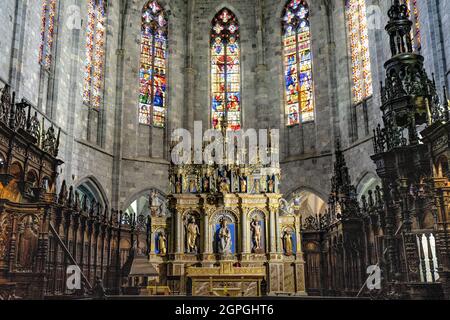 France, Haute Garonne, route of St Jacques de Compostelle, Saint-Bertrand-de-Comminges, Notre-Dame de Saint-Bertrand-de-Comminges cathedral Stock Photo